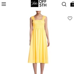 Nanette Lepore Smocked Sleeveless Yellow Glimmer Midi Sun Dress 10